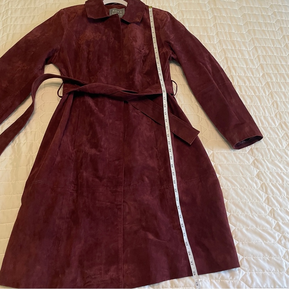 Jessica London Burgundy Genuine Leather Suede Jacket - Picture 3 of 7